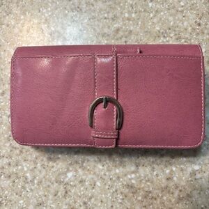 Pink Leather Buckle Wallet - Women
